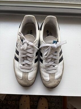 adidas White & Black Classic Leather Stripe Sneakers